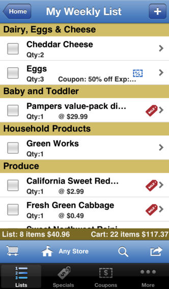 Quick and easy creation of grocery lists 