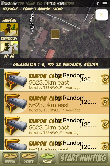 View where the nearby caches are hidden