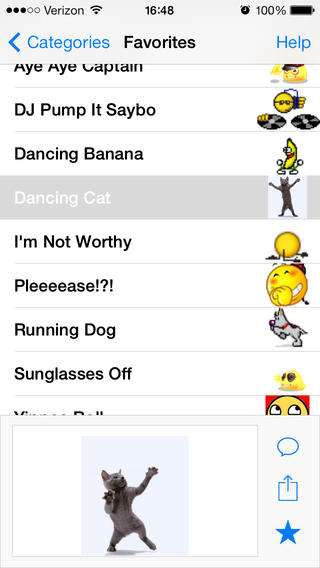 Animoticons + Emoji create a Favorites list