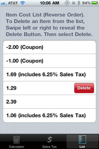 Ez Shopping Calculator create a handy item cost list