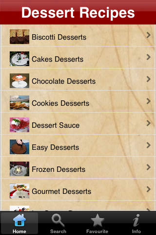 A variety of recipe categories