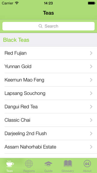 Search teas by category