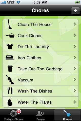 Chores are categorized