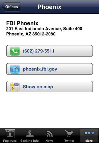 Contact the FBI from within the app