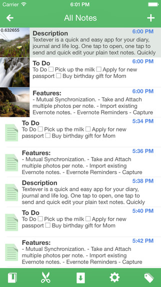 Create all kinds of notes, entries, and lists