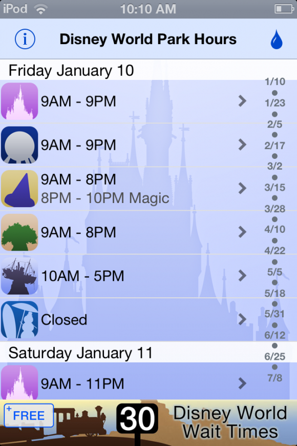 Disney World Park Hours Free app review be in the know appPicker