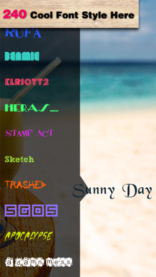Texts on Photo HD Pro express yourself with a variety of fonts