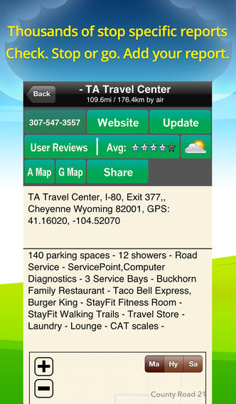 Truck Stops & Travel Plazas thousands of stop-specific reports