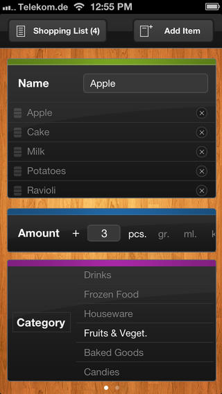 Shopping List (Grocery List) categorize your food items