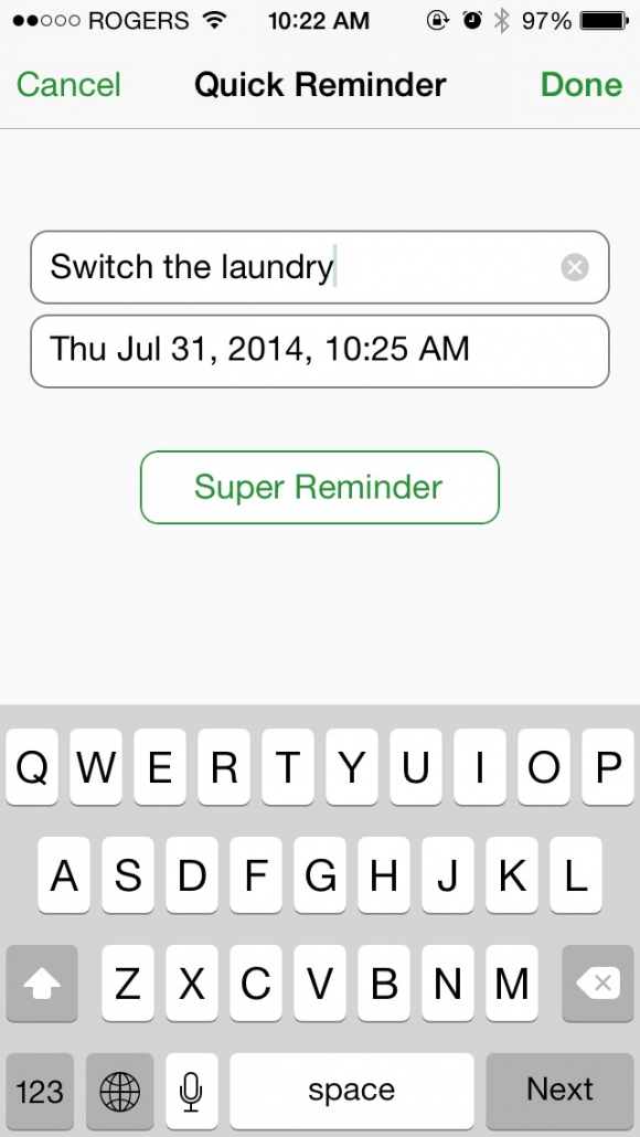 Quick add for reminders