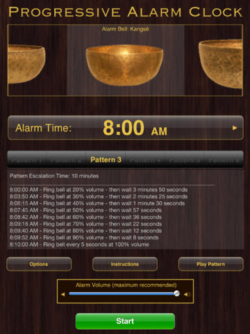 Pick your alarm pattern and sound