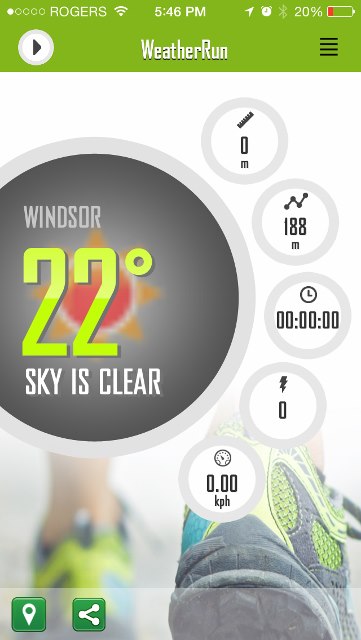 Weather screen when initiating app