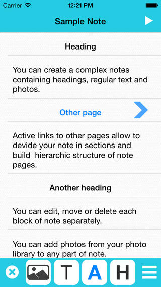 Create notes with headings, photos, and more