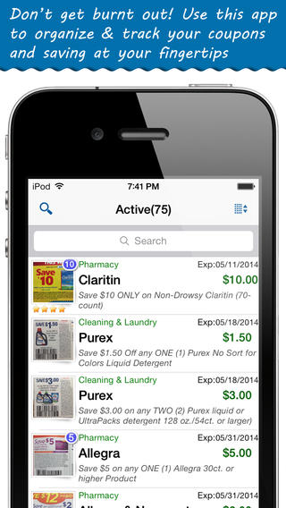 Organize and manage all your coupons