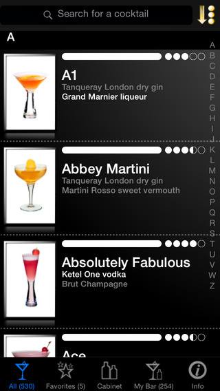Scroll through the database of more than 500 cocktails