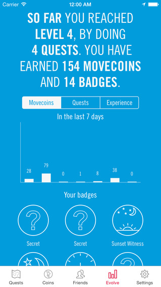 Earn badges and Movecoins
