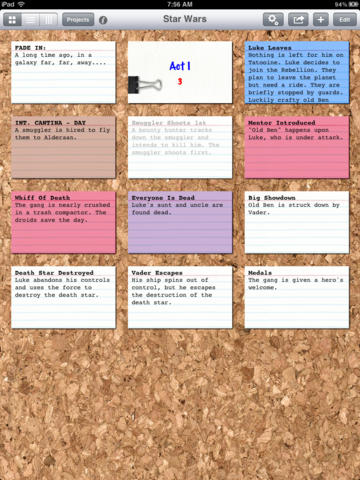 Organize all your index cards on the corkboard