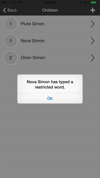 Get notification when your child has typed a restricted word