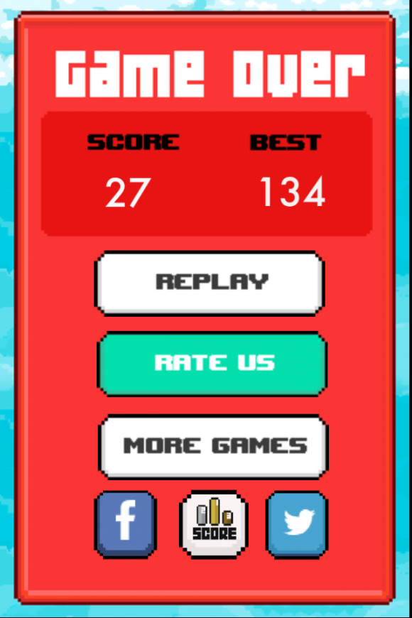 Share your high scores on Twitter and Facebook