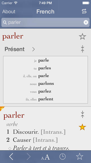 Features of French Dictionary and Thesaurus with Verbs image