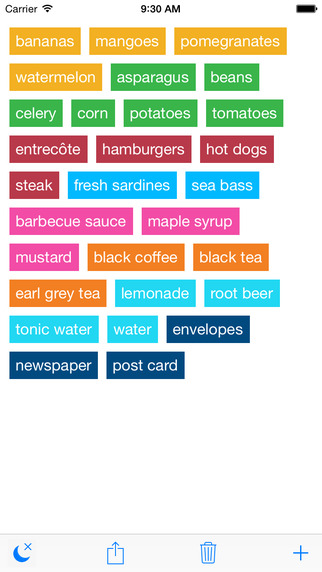 Enjoy color coded categories