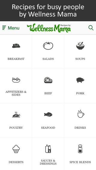 Choose recipes in a variety of categories