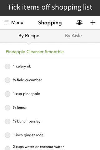Let the app create your grocery list