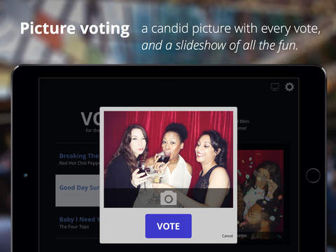 The app puts together a slideshow as people vote