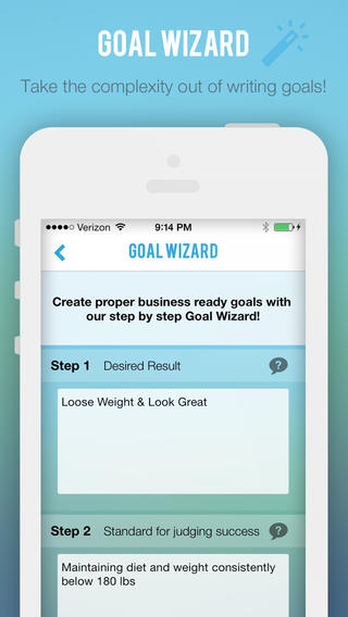 The app can even write out your goals for you