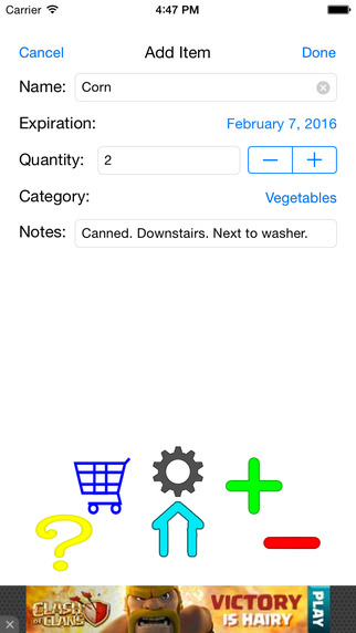 Add items manually or by scanning the barcode